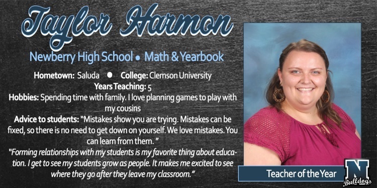 Taylor Harmon- NHS Teacher of the Year