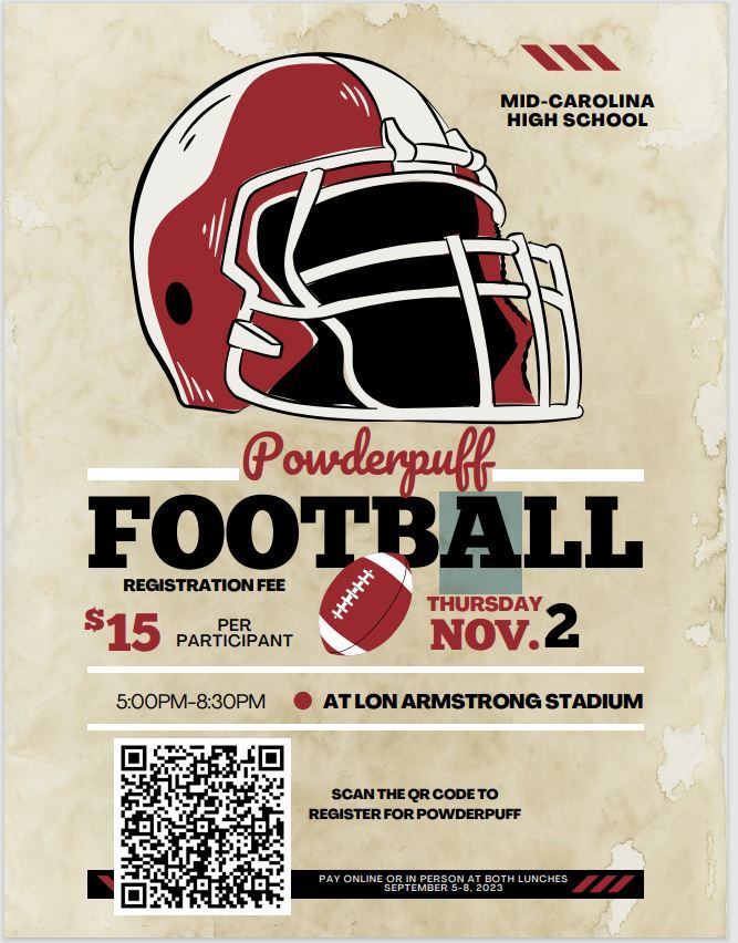 SEPTEMBER 58 POWDERPUFF FOOTBALL SIGNUP MidCarolina High School