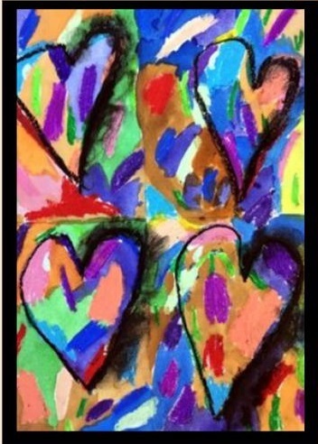student art work - hearts