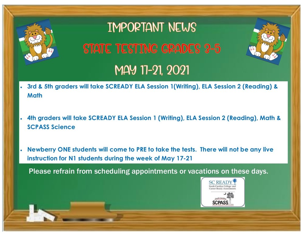 Grades 3-5 STATE Testing