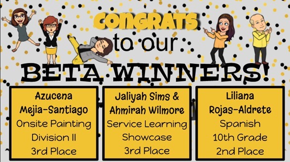 Beta Club Convention Winners, image created by Ms. Taylor Harmon