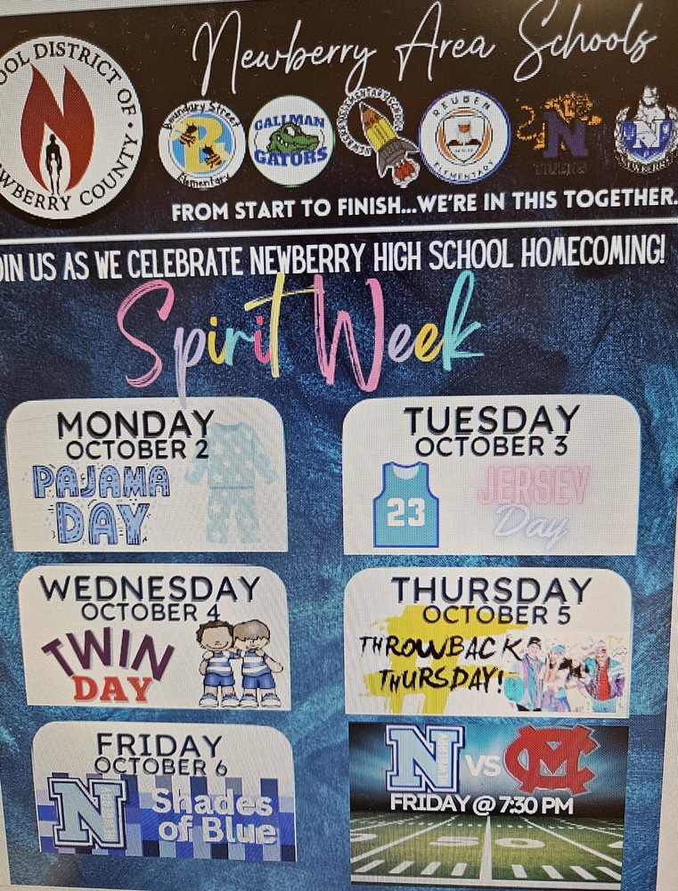 Newberry High School Spirit Week flyer
