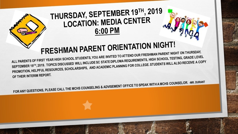 Freshman Parent Orientation Night! Sept. 19 | Mid-Carolina High School