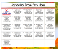 September Breakfast Menu