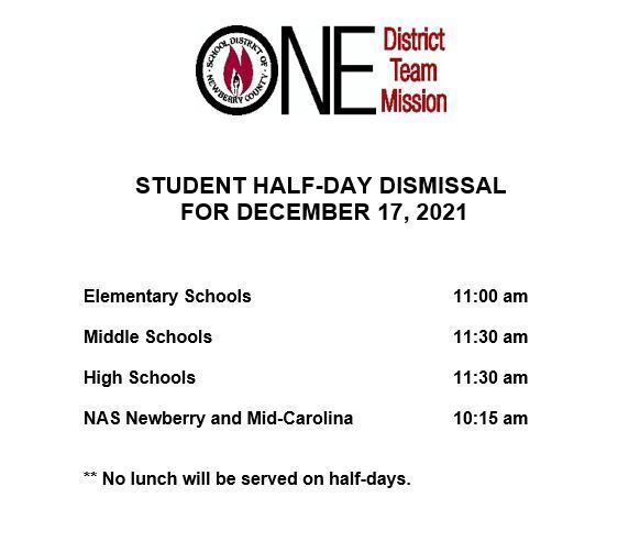 Dec. 17 Dismissal Times