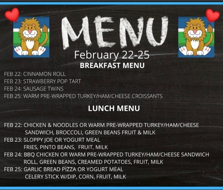 Menu 2/22-2/25