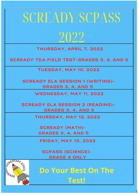 21-22 SCREADY/SCPASS Testing Schedule