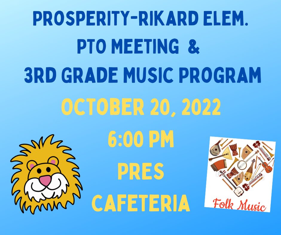 PRES PTO Meeting & 3rd Grade Music Program