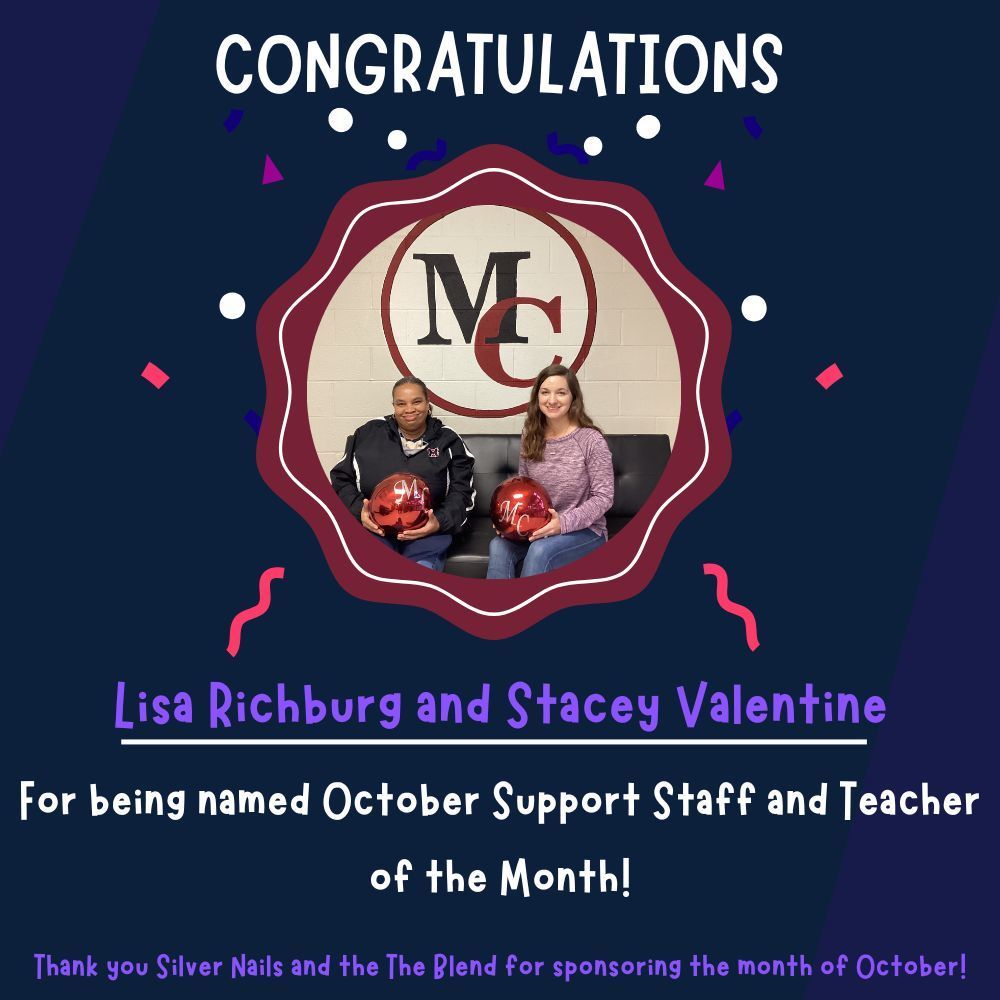 Congratulations to our October Students, Teacher and Support Staff of the Month. 