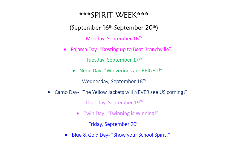 Spirit Week Days