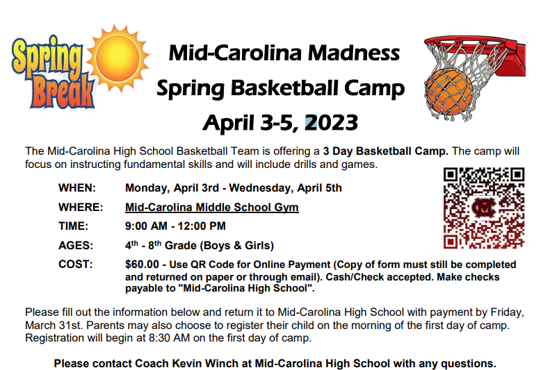 Spring Break Basketball Camp MidCarolina High School